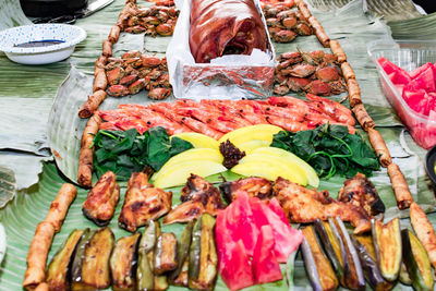 High angle view of vegetables for sale