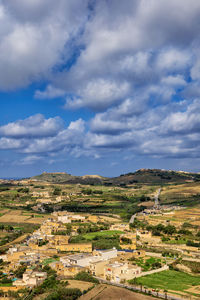 High angle view of townscape against sky