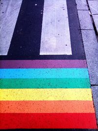 High angle view of zebra crossing on road