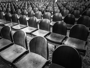 Full frame shot of chairs arranged in row