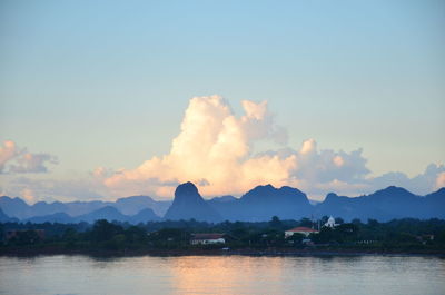 Scenic view of lake at sunset