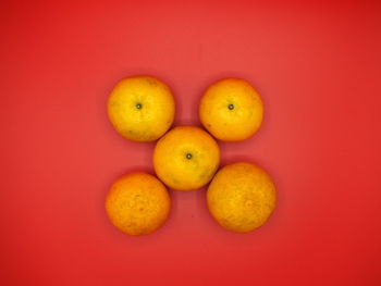 Directly above shot of oranges against orange background