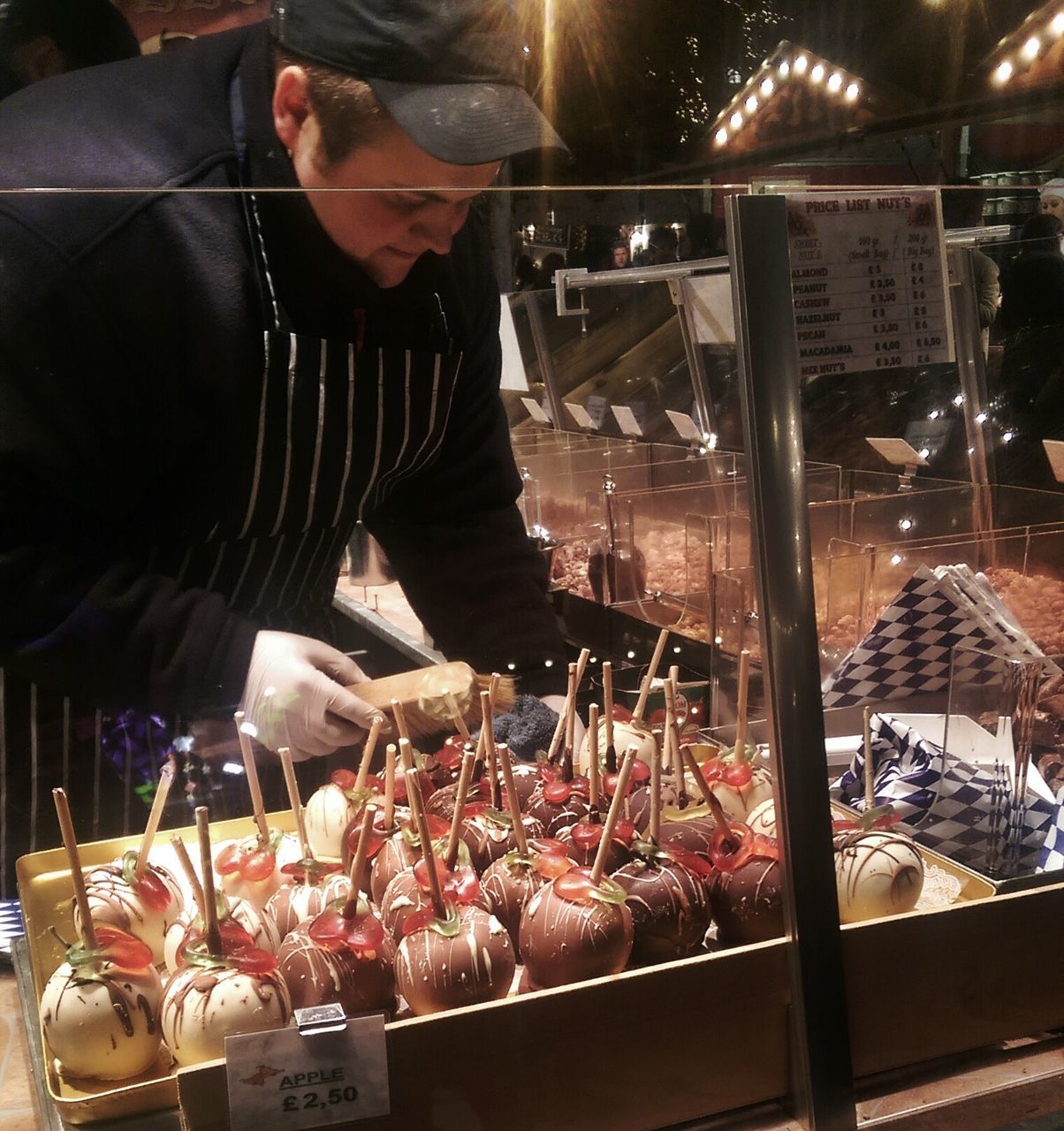 food and drink, food, indoors, for sale, retail, market, night, market stall, men, choice, illuminated, store, display, lifestyles, restaurant, variation, freshness, small business, shop