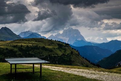 Scenic view of mountains against sky