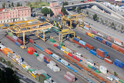 High angle view of traffic on city street