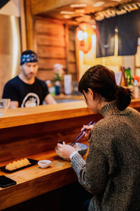 People sitting in restaurant