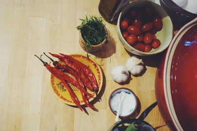 Close-up of fruits in bowl on table