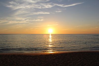 Scenic view of sea against sky at sunset