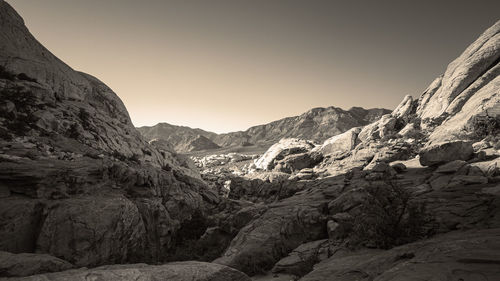 Scenic view of mountains against clear sky