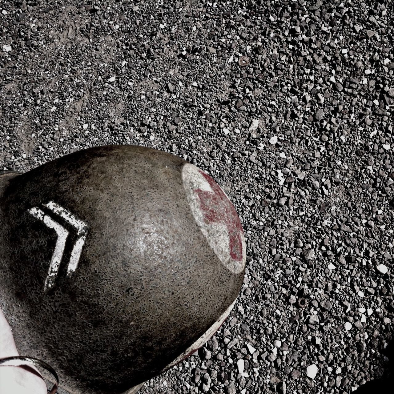 transportation, high angle view, street, close-up, land vehicle, road, car, mode of transport, asphalt, shoe, part of, day, outdoors, wet, road marking, one person, reflection, manhole, directly above, cropped