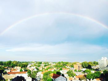 View of cityscape against cloudy sky