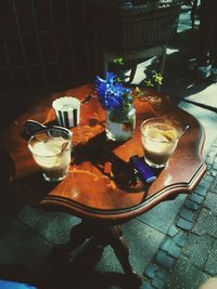 High angle view of food on table in restaurant