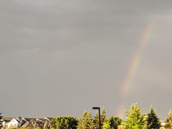 Low angle view of rainbow against sky