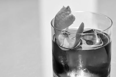 Close-up of drink in glass on table
