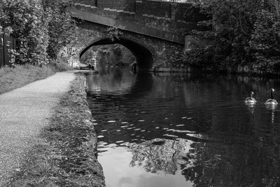 Arch bridge over river