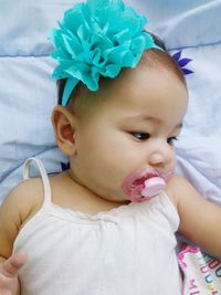 Close-up portrait of cute baby girl