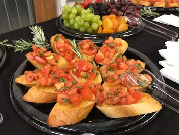 High angle view of food in plate
