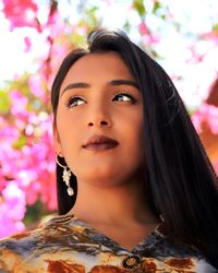 Close-up portrait of a beautiful young woman