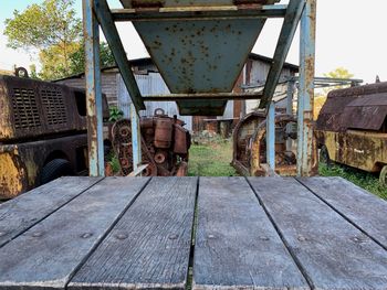 Old rusty railroad tracks against sky