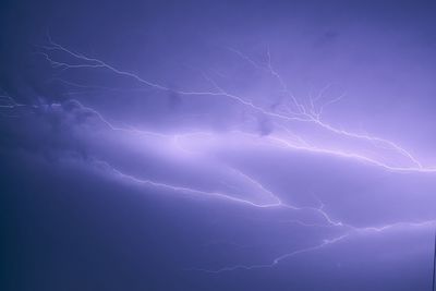 Low angle view of lightning at night