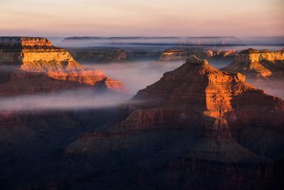 View of rock formations at sunset