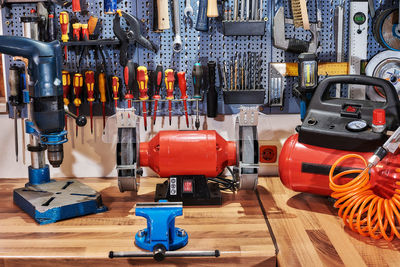 Panoramic shot of machine at table