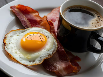 Close-up of breakfast on table