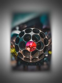 Close-up of multi colored ball on table