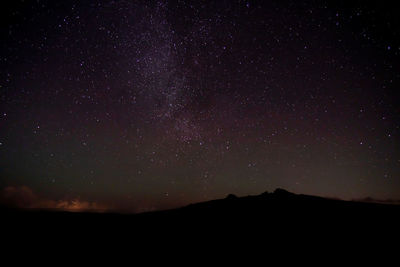 Milky way and stars above great mos tor on dartmoor 