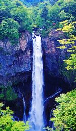 View of waterfall in forest