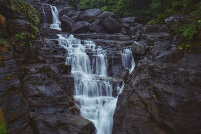 Scenic view of waterfall in forest