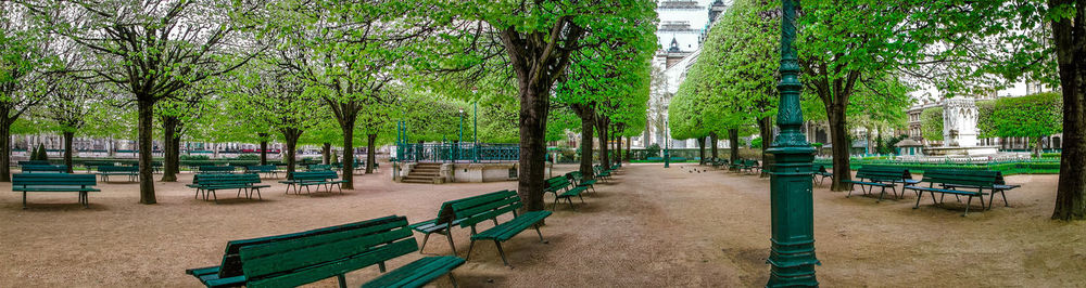 Panoramic shot of empty park in city