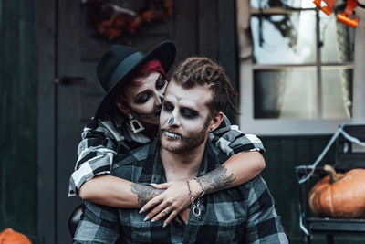 Young couple with hands