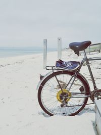 View of bicycle on beach