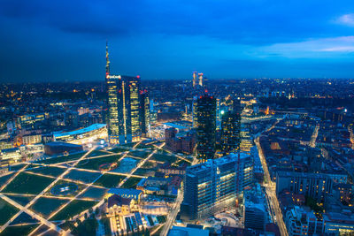 Milan skyline overlooking the island from above