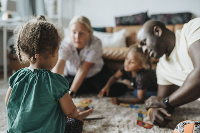 Happy family having fun together at home