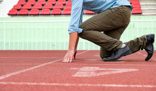 Low section of man running