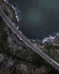 High angle view of road by mountain