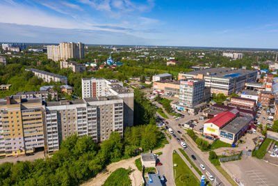 Ivanovo, ivanovo region, russia. -02.06.2020 bird's-eye view of ivanovo gromoboya street.