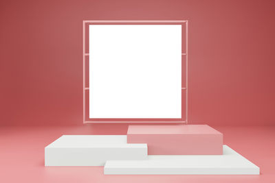 White wall with empty red background