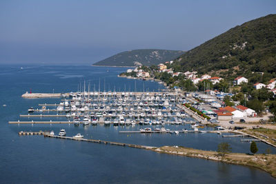 View of boats in harbor