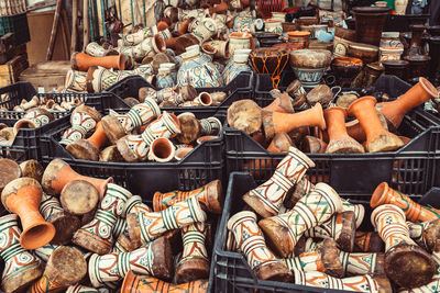 High angle view of food for sale in market