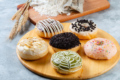 High angle view of cake on table