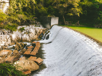 Scenic view of waterfall