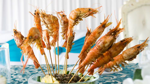 Close-up of fish for sale on table