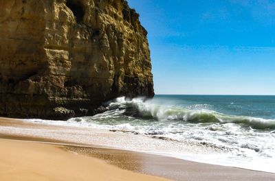 Scenic view of sea against clear sky