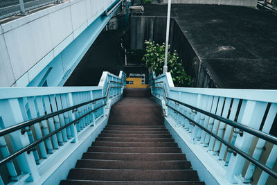 High angle view of empty footbridge