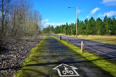 Road by trees against sky