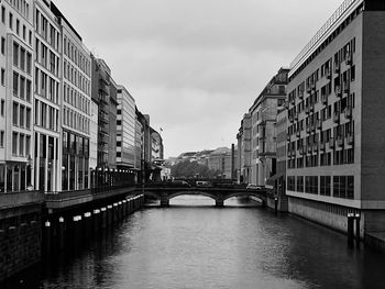 Bridge over canal amidst buildings in city