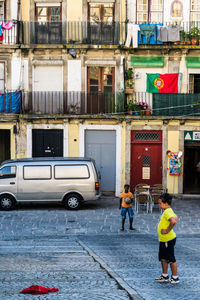 People on street in city